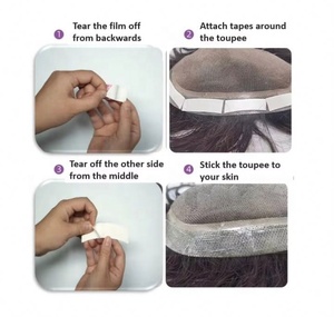 Toupet pour homme en base de soie, densité 130%, cheveux indiens Remy 100%, fermeture injectée PU+Dentelle HD, couleur personnalisée - Product Image 6