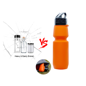 ขวดน้ำซิลิโคนพับได้ ปราศจากสาร BPA ขนาด 750 มล. ใช้ซ้ำได้ สำหรับเดินทาง แคมป์ปิ้ง วิ่ง ออกกำลังกาย เล่นกีฬา - Product Image 5