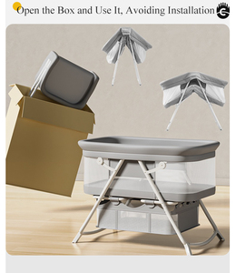 <span class=keywords><strong>Lit</strong></span> de bébé moderne de luxe, berceau pliable en métal avec tissu en lin + alliage d'aluminium, chambre à coucher, hôpital et parc - Product Image 3