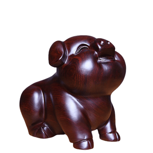 Chinese Zodiac Pig Wood Carving Gentleness Fulfillment Symbol Lacquerware Product in Chinese Culture Wealth & Good Fortune