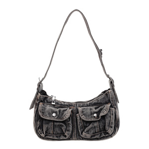 Sac bandoulière vintage en jean délavé à double <span class=keywords><strong>poche</strong></span>, style niche Ins - Product Image 6