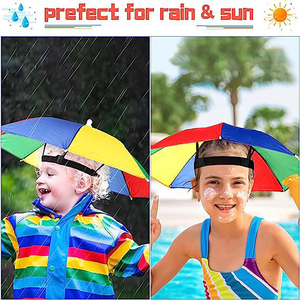 Chapeau parapluie pliable avec logo personnalisé en gros Casquette de pêche mains libres grande taille Protection solaire contre la pluie Chapeaux pour enfants et adultes - Product Image 3