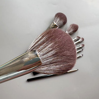 Ensemble de 9 pinceaux de maquillage pour le visage et les lèvres avec manche en bois long et poils synthétiques, logo personnalisé, étiquette privée, pinceaux cosmétiques