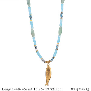 Nuevo collar de accesorios de piedra natural para damas-Collar de cuentas de cristal de gama alta-Collar de perlas de pez pequeño de acero inoxidable - Product Image 5