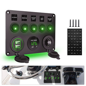 แผงสวิตช์แบบตาแมว 5 ตำแหน่ง พร้อมโวลต์มิเตอร์ USB และที่ชาร์จสำหรับรถยนต์ 12-24V ไฟ LED สีฟ้า - Product Image 5