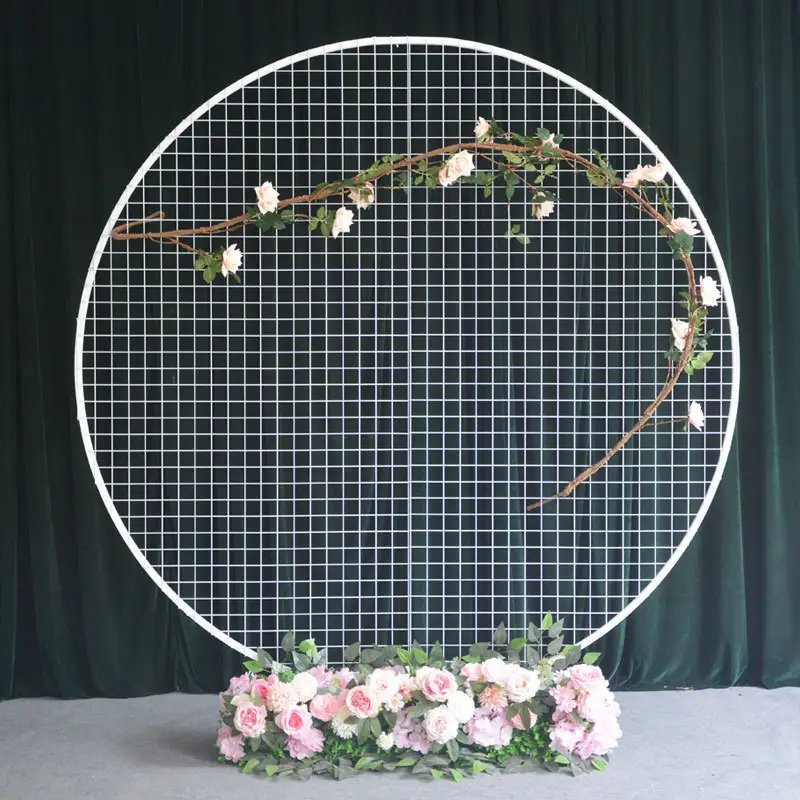 5 Ft White Gold Metal Round Balloon Arch Stand Circle Mesh Arch Stand for Wedding Birthday Party Baby Shower Decorations