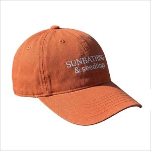 หมวกเบสบอลปักโลโก้ 6 แผง สีส้ม แบบเรียบ ผ้าฝ้ายฟอก ทรงไม่แข็ง แบบ Dad Hat - Product Image 3