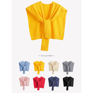 Sciarpa in <span class=keywords><strong>maglia</strong></span> di alta qualità da donna, indossabile come capo esterno estivo, stile coreano popolare online, con piccolo colletto cervicale, sottile e leggero per le <span class=keywords><strong>spalle</strong></span> - Product Image 1