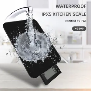 Black Big Platform Tare Function Modern Design Hidden LCD Display Waterproof Digital Kitchen Food Bake Scale