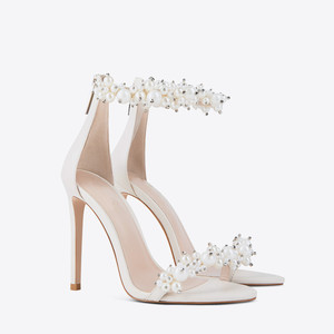 Nuevo Diseño de Sandalias Formales de Tacón Alto para Mujer, Sandalias de Punta Abierta con Perlas Brillantes para Boda, con Tira Estrecha para Damas - Product Image 1