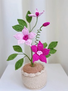 Tanaman <span class=keywords><strong>Pot</strong></span> Rajutan Buatan Tangan, <span class=keywords><strong>Pot</strong></span> Bunga Rajut Dekorasi Rumah, Dekorasi Tanaman Buatan untuk Kantor Ruang Tamu - Product Image 5