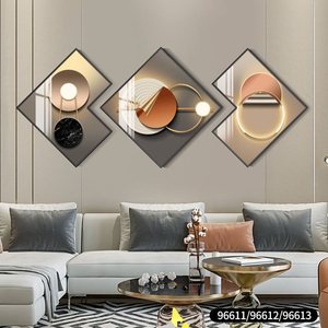 Phòng khách trang trí trừu tượng triptych cao cấp ánh sáng sang trọng pha lê sứ với kim cương trừu tượng hiện đại tường nghệ thuật hình ảnh - Product Image 5