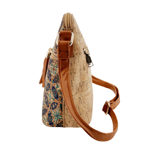 Tas bentuk cangkang Bohemian untuk wanita dengan bahan gabus cetakan bunga dan rumbai gaya antik tas selempang kustom tersedia