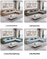 Modernes Minimalistisches Braunes Ecksofa-Set Zeitgenössische Wohnzimmerdekoration mit Stoffbezug