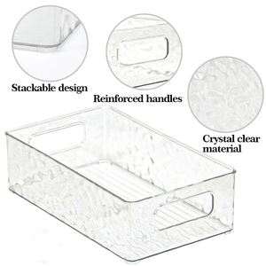욕실 화장품 쌓을 수있는 투명 보관함 컨테이너 식료품 저장실 주최자 상자 - Product Image 6