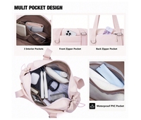Tas Gym Mini 2-in-1 Kasual Berlapis Quilted Custom, Set Dompet Koin, Kapasitas Besar, Lipat, Untuk Olahraga, Tari, Yoga, Tote Duffel