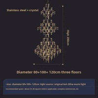 Grand Lustre en Cristal de Métal pour Villa Salon Escalier Loft Duplex-Suspendu Creux Design du Sol au Plafond