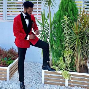 Veste de <span class=keywords><strong>smoking</strong></span> en velours rouge à paillettes pour homme, <span class=keywords><strong>col</strong></span> châle, idéale pour soirée formelle, mariage, bal de promo, blazer de luxe pour marié - Product Image 3