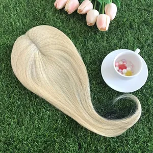 seamlessly blend topper perfect match full-bodied hair piece Russian remy virgin hair blonde color toppers