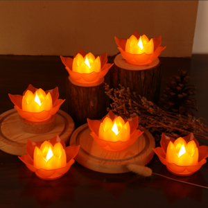 <span class=keywords><strong>Bougie</strong></span> électronique <span class=keywords><strong>LED</strong></span> Lotus sans fumée, en plastique, sûre, fonctionnant sur piles, veilleuse, lanterne, festival, Halloween, Diwali, Noël - Product Image 1