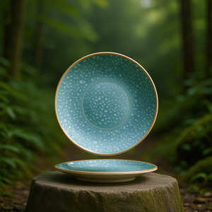 Moon Turquoise Flat <b>Plate</b> 14 Cm <b>Ceramic</b> Dishware For Serving - Product Image 3