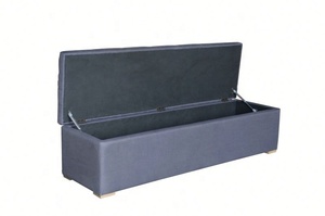 Châu Âu Cổ Điển Bằng Gỗ Tinh Khiết Linen Bọc Thân Cây Tufted Chăn Hộp Lưu Trữ Giường End Phân Ottoman Cho Salon Phòng Ngủ - Product Image 5