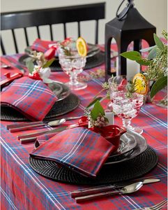 Red Navy <strong>Tartan</strong> Plaid Linen Dinner <strong>Napkins</strong> Machine Washable Handcrafted Cloth <strong>Napkins</strong> for Everyday Dining - Product Image 3