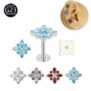 G23 Titanium 16G Hoge Kwaliteit Intern Gedraaide Draad Verschillende Kleuren CZ Inlay Oorknopjes Lobe Helix Tragus Vrouwen Body Piercing Sieraden - Product Image 1