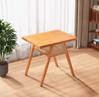 Moderne petit carré café thé ensemble en bois massif balcon Table à manger chaises en rotin loisirs cour négociation empilable stockage