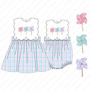 <span class=keywords><strong>Bambini</strong></span> ragazze primavera estate abiti bavaglino smerlato abbigliamento con girandola Smocked <span class=keywords><strong>bambini</strong></span> abbinati vestito <span class=keywords><strong>Applique</strong></span> - Product Image 1