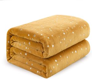 프리미엄 푹신한 양면 봉제 양털 던지기 샤이니 스타 프린트 플란넬 담요 사계절 - Product Image 1