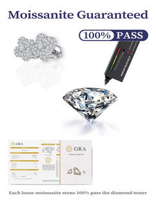 أقراط مرصعة بالفضة الإسترلينية مع مويسانيتي مثلج للنساء هيب هوب محظوظة على شكل البرسيم بأربع أوراق - Product Image 5