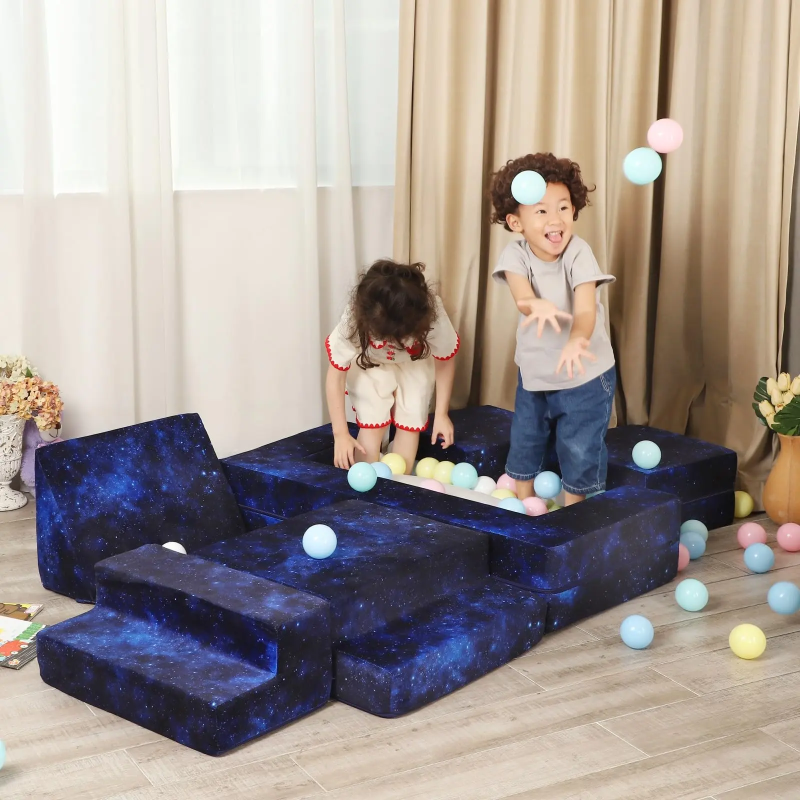 5pcs Kids Play Couch for Toddler Nugget Couch for Toddlers Imaginative dining Kids Couch living room Play sofa Set