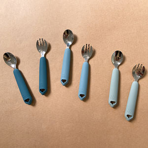 Cuillère et fourchette en silicone pour bébé, en acier inoxydable, sans BPA, 5 pièces - Product Image 5