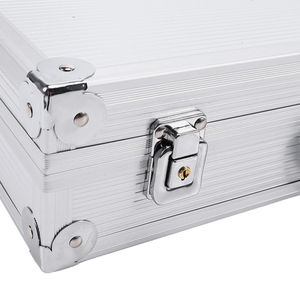 Metal Silver Black Aluminum Briefcase <b>Case</b> With Lock for Men 40.2x19x9.3cm - Product Image 4