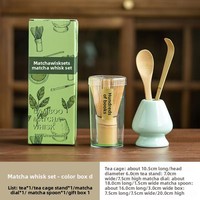 Ensemble de thé japonais Matcha avec cuillère à thé en bambou, fouet à œufs et support, personnalisation du logo