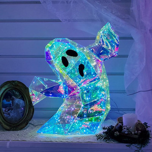 Decoración Luminosa LED de Fantasma, Adorno Prismático de Halloween, Escultura de Plástico Brillante para Exhibición en Mesa de Fiesta - Product Image 5
