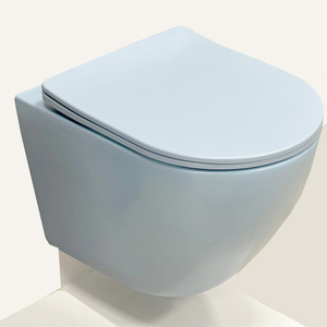 WC suspendu moderne bleu ciel avec réservoir intégré, fonction WC, pour la maison - Product Image 6