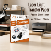 Papier de transfert laser personnalisé OEM pour tissus légers, format A3 A4, tissu mélangé coton, vente en gros, commande en gros d'usine, personnalisé