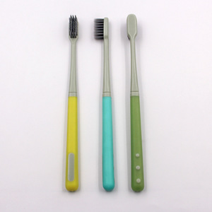 แปรงสีฟันถ่านไม้ไผ่ขนนุ่มแบบมินิมอล 19 ซม. สำหรับผู้ใหญ่ใช้ในบ้าน - Product Image 2