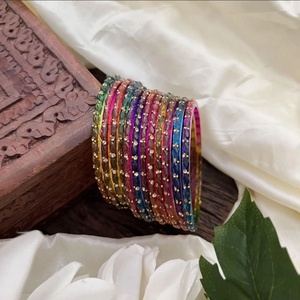 Zoryn Set 4 Kashmir Lampwork Glass Bell Charm Bangles Women Exquisite Ethnic Vintage Nostalgic Bohemian Wholesale - Product Image 5