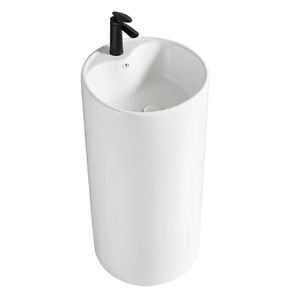 Ceramic Pedestal Basin Irregular Modern Design Durable Home Bathroom Sink - Product Image 5