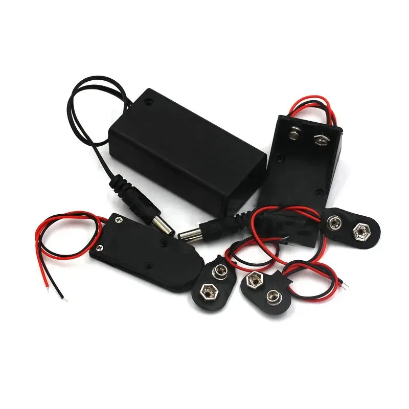 Suporte de bateria tipo I/T, 9 volts, 9 volts, comutação de energia, com interruptor liga/desliga, plug DC5.5 preto, caixa com 1 unidade