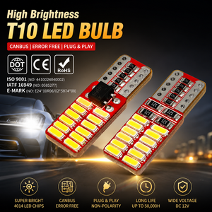 Ampoule LED G-View T10 158 161 168 <span class=keywords><strong>194</strong></span> W5W à culot cannelé W5W <span class=keywords><strong>194</strong></span> CANBUS 24smd 4014 pour éclairage automobile - Product Image 1