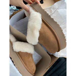 Zapatos de Invierno de Diseño en Cuero <span class=keywords><strong>2026</strong></span>, Pantuflas de Piel de Oveja para el Hogar, Zapatos de Plataforma de Lujo para Mujer, Zapatos de Mujer - Product Image 2