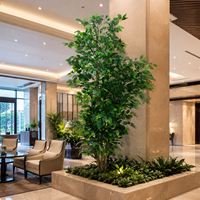 Arbre artificiel en PE hyper-réaliste Ficus 220 cm, résistant aux UV/au feu, haute qualité, toucher réaliste, écologique, luxe moderne, intérieur/extérieur