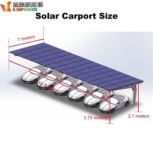 Système hybride de carport solaire pour 6 voitures avec structure métallique 24,78 kW connecté au réseau et prêt pour la batterie - Product Image 2