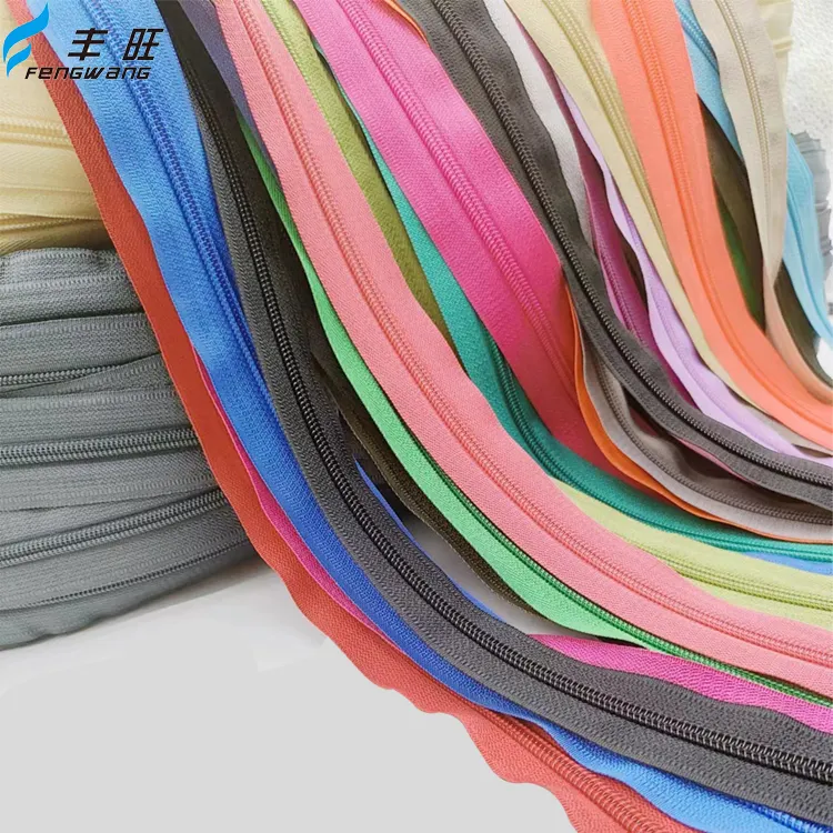 Factory Custom Hot Selling Colorful No.5 Nylon Zipper Tape In Roll Zipper Zips For Sewing