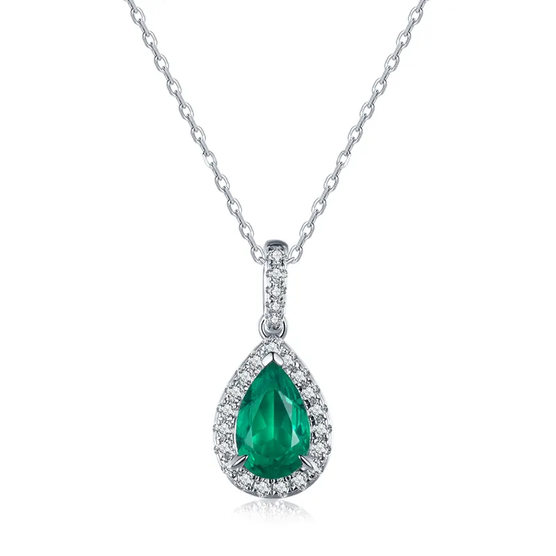 Collana a catena all'ingrosso collana in pietra preziosa con smeraldo in argento Sterling 925 gioielli da donna per feste collane in pietra verde