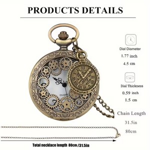 <span class=keywords><strong>Montre</strong></span> de poche évidée avec pendentif vintage Gear & Compass - Product Image 6